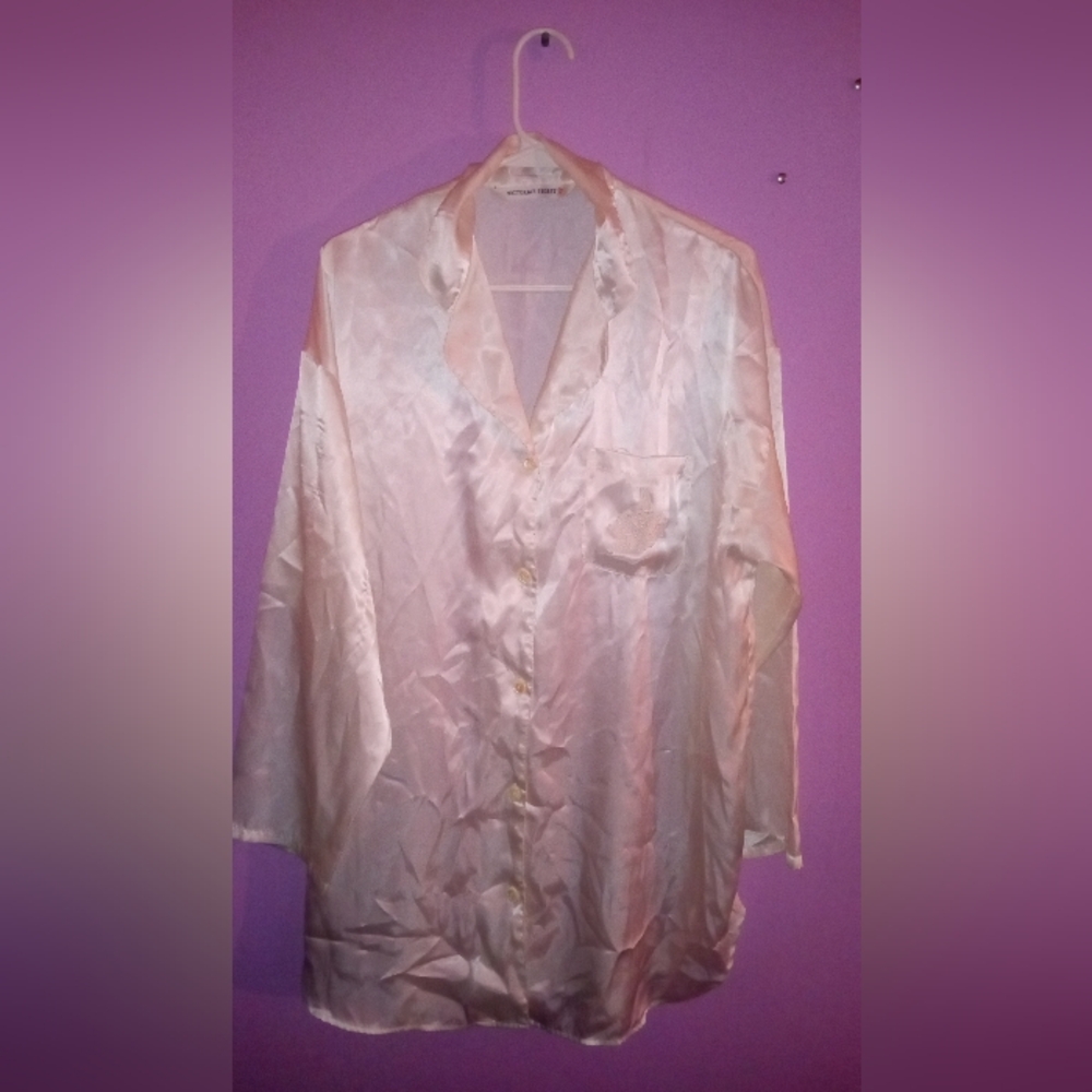 Vintage Victoria’s Secret Shiny Satin Embroidered Pocket Detail Women's Sz M